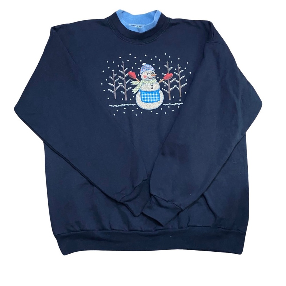 Navy Blue Ugly Christmas Sweater with Snowman